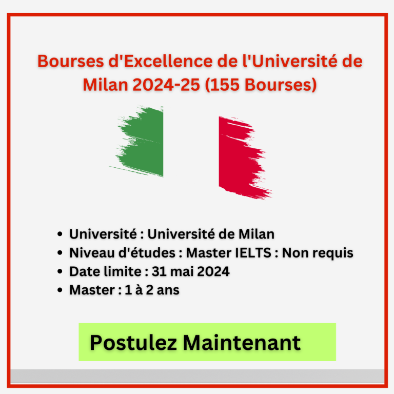 Bourses d’Excellence de l’Université de Milan 2024-25 (155 Bourses)